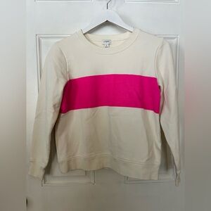J. Crew Cream Sweater with Bold Pink Stripe